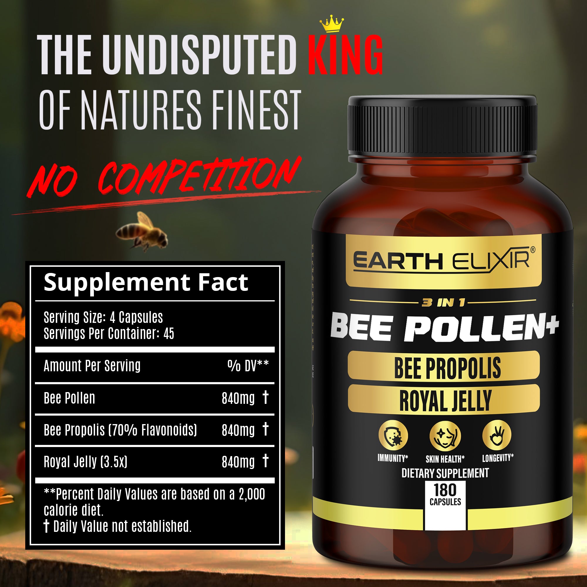 3 IN 1 BEE POLLEN, BEE PROPOLIS & ROYAL JELLY – Earth Elixir