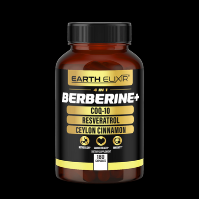 4 in 1 Berberine, Ceylon Cinnamon,  CoQ10, & Resveratrol (180 Capsules)