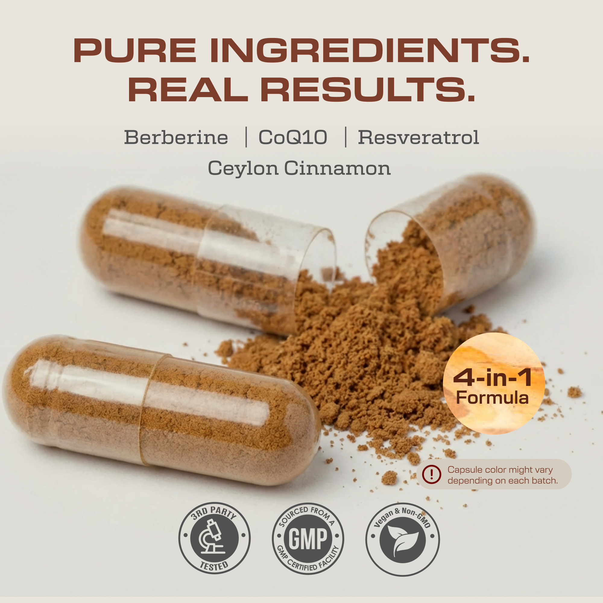 4 in 1 Berberine, Ceylon Cinnamon,  CoQ10, & Resveratrol